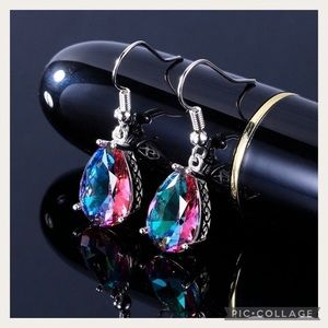 NWT 925 Sterling Silver Rainbow Mystic Topaz  Earrings